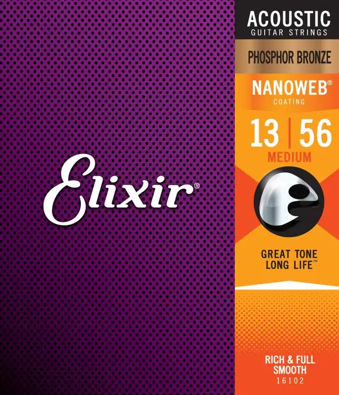 Korlátozott ajánlat Elixir 16102 Phosphor Bronze NanoWeb 13-56 Medium akusztikus gitárhúr