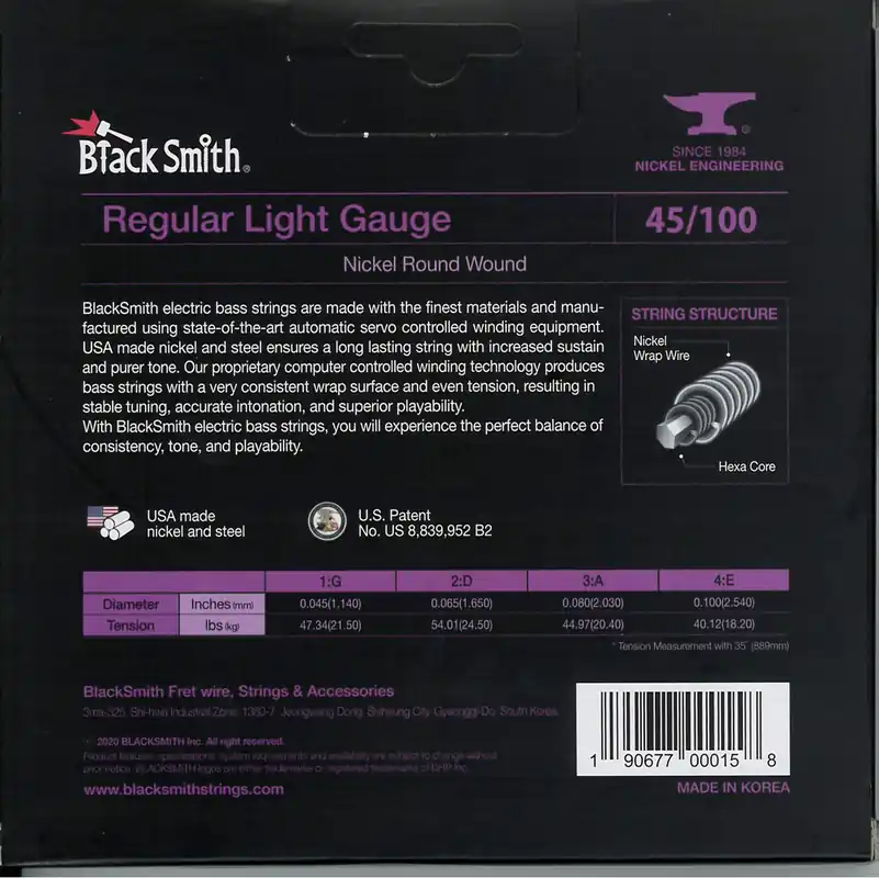 Vedd meg online BlackSmith NW-45100-4-35 Bass, Regular Light, 35 col, 45-100 húr