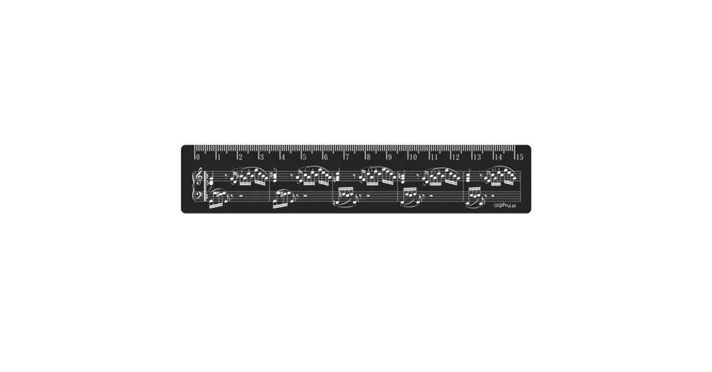 Árengedmény Agifty Creative art & music gifts AGR1029 Fekete, kottamintás vonalzó 15 cm Zenei ajándéktárgy