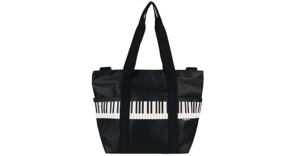 Legjobb ár Fekete ''Pro musica'' zongorabillentyű mintás válltáska 45 x 34 x 20 cm AGB3035 Zenei ajándéktárgy