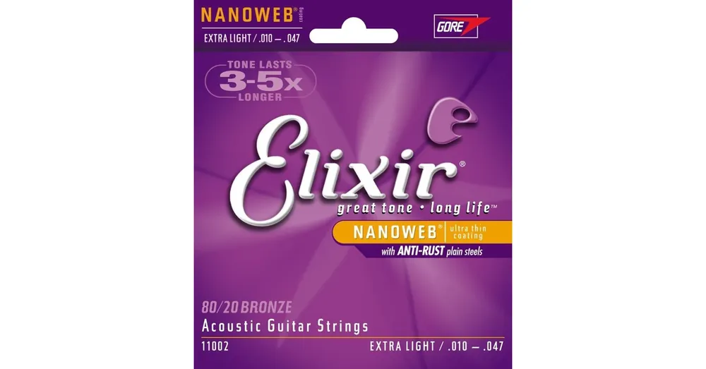 Korlátozott ajánlat Akusztikusgitár húrkészlet Elixir10-47 Extra Light NanoWeb 80/20 Bronze