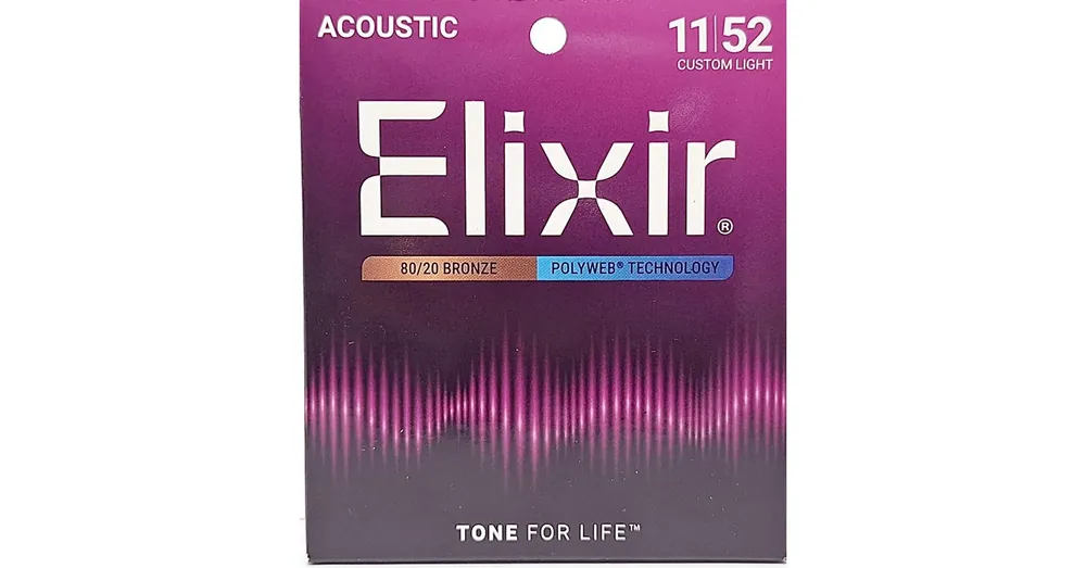 Akusztikus gitár húrkészlet Elixir11-52 Custom Light PolyWeb 80/20 Bronze Utolsó esély