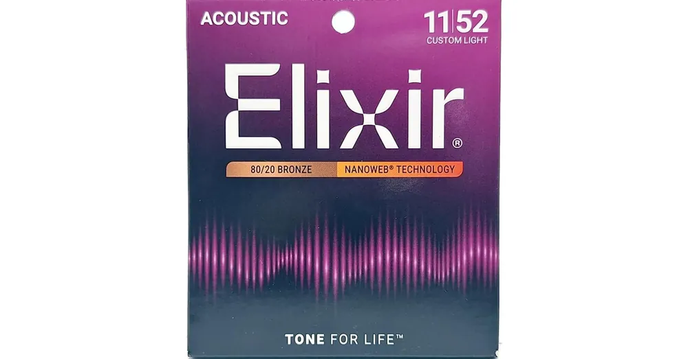 Akusztikusgitár húrkészlet Elixir11-52 Custom Light NanoWeb 80/20 Bronze Olcsó