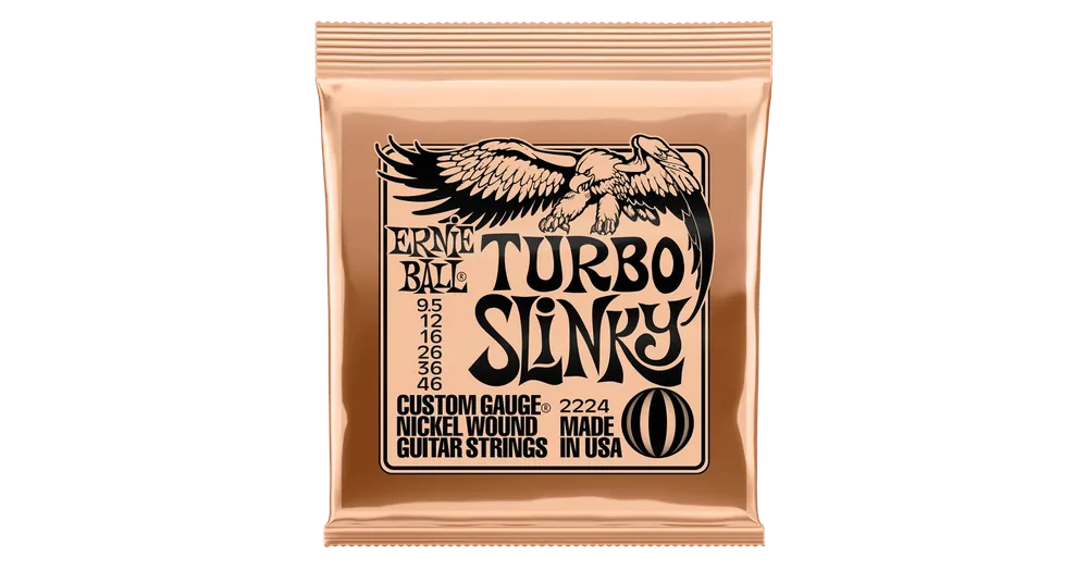 Ingyenes szállítás Elektromosgitár húrkészlet, Ernie Ball nickel wound turbo slinky 9.5-46