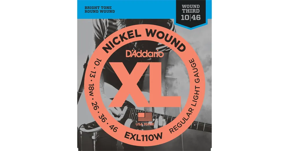 D'Addario EXL110W elektromos gitár húrkészlet 10-46 nikkel, széria XL regular lite, 3. húr wound Szuper ajánlat