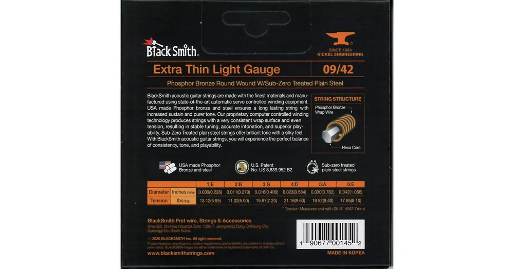 BlackSmith Acoustic Phosphor Bronze, Extra Thin Light 09-42 húr Szuper ajánlat