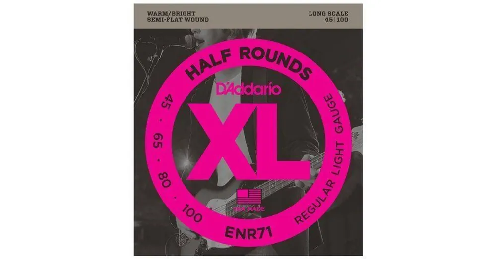 D'Addario ENR71 basszus gitár húrkészlet, half round, húrkészlet 45-100 nikkel, széria XL long scale Árengedmény