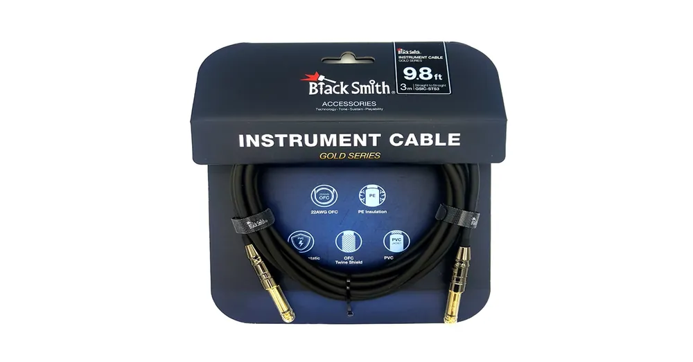 Bestseller BlackSmith Golden Series egyenes jack, 3m-es kábel