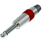 Rean NYS224C-2 1/4" Jack dugó, két pólusú, mono, öntött fém ház, vörös jelölőgyűrűvel Olcsó
