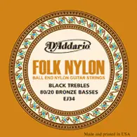 D'Addario Folk nylon - készlet (golyós végű, fekete magas húrokkal) Kiárusítás