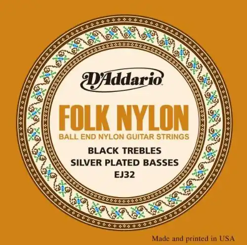 Árengedmény D'Addario Folk klasszikus gitárhúr-fekete nylon húr-ezüst bevonat
