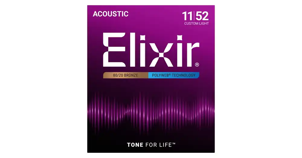 Alacsony ár Elixir - 80/20 Bronze PolyWeb 011 - 052 Custom Light Akusztikus gitárhúr