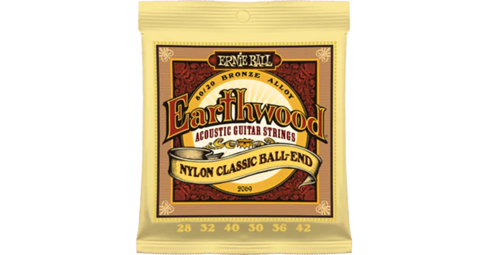 Biztonságos fizetés Ernie Ball - Earthwood Folk Nylon Clear&Gold Ball End 28-42 Klasszikus Gitárhúr készlet