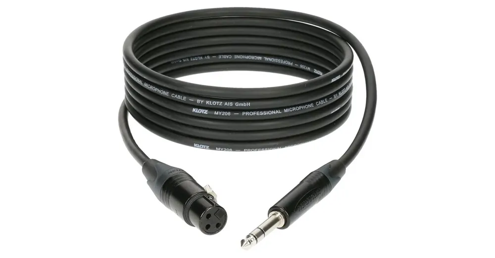 Klotz - XLR-JACK kábel, 1 m – Neutrik XLR3F - JACK3 csatlakozók + MY 206 fekete kábel Azonnal elérhető